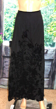 Vintage Kathlin Argino Black Skirt with Floral Flocking size 4